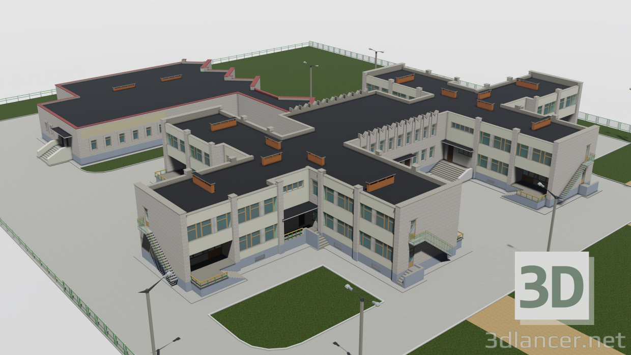 3d Ashinsky kindergarten №22 model buy - render