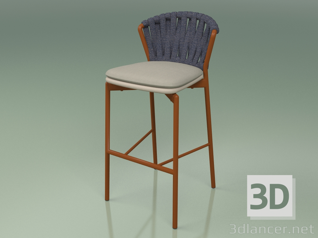 modello 3D Sgabello da bar 250 (Metallo Ruggine, Talpa in Resina Poliuretanica, Cintura Imbottita Grigio-Blu) - anteprima