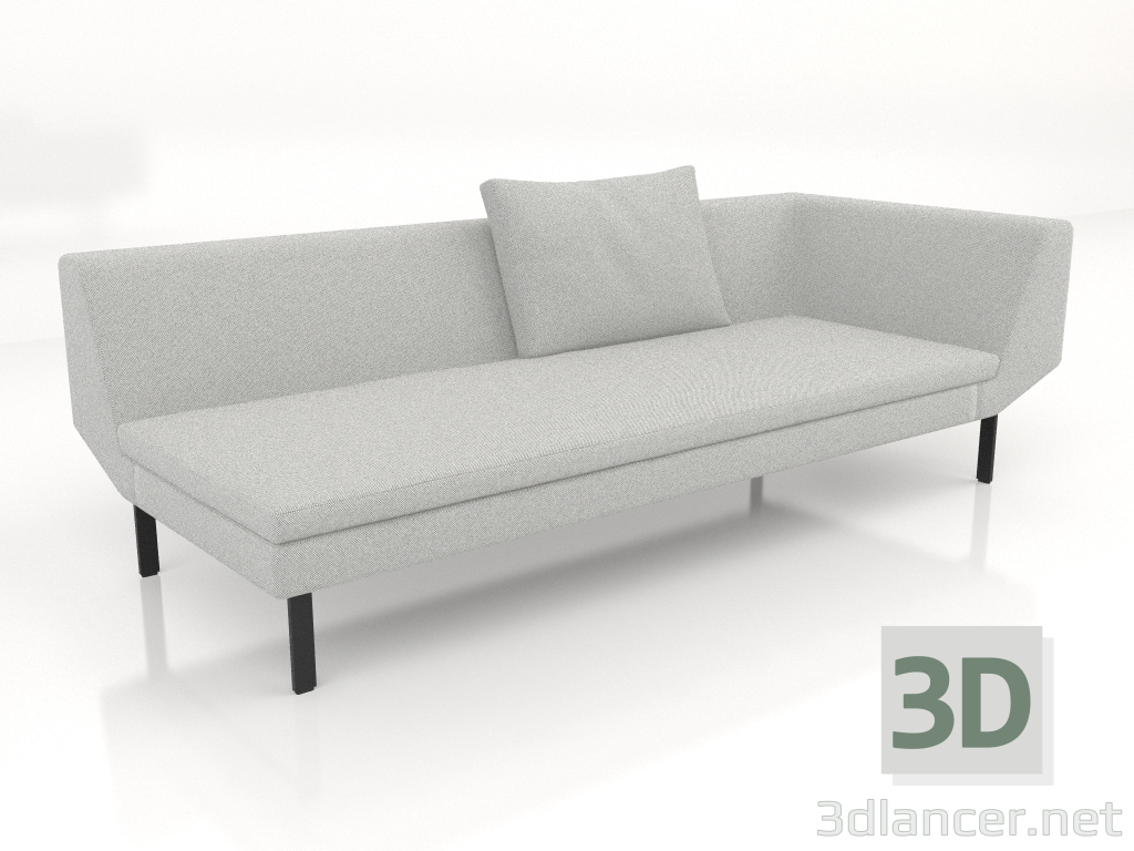 3d model End sofa module 219 with an armrest on the right (metal legs) - preview