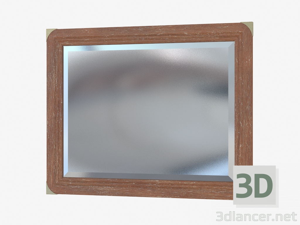 3d model Mirror in a wooden frame with bronze corners - preview