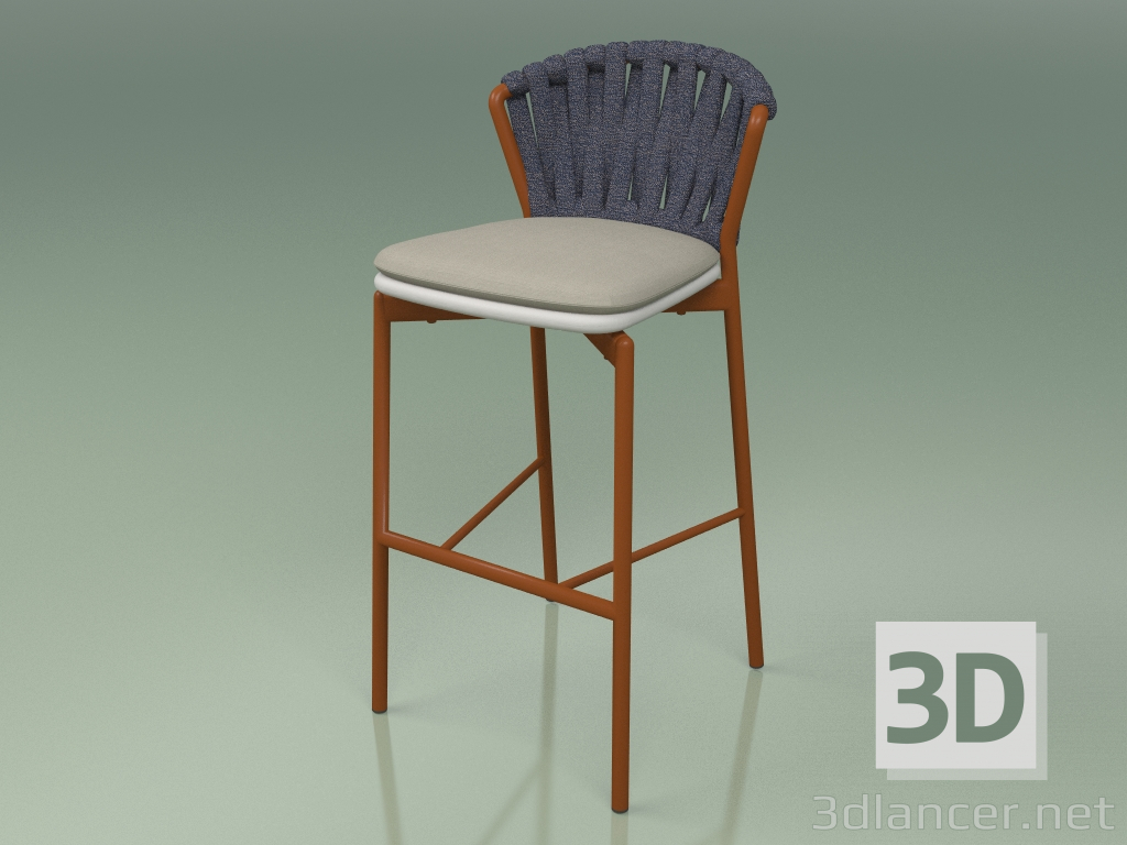 modèle 3D Tabouret de bar 250 (Métal Rouille, Résine Polyuréthane Gris, Ceinture Rembourrée Gris-Bleu) - preview