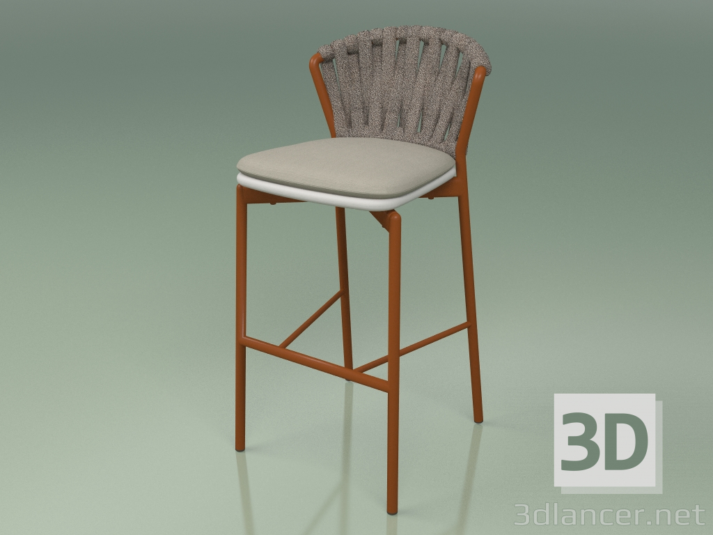 modello 3D Sgabello bar 250 (Metallo Ruggine, Resina Poliuretanica Grigio, Cintura Imbottita Grigio-Sabbia) - anteprima