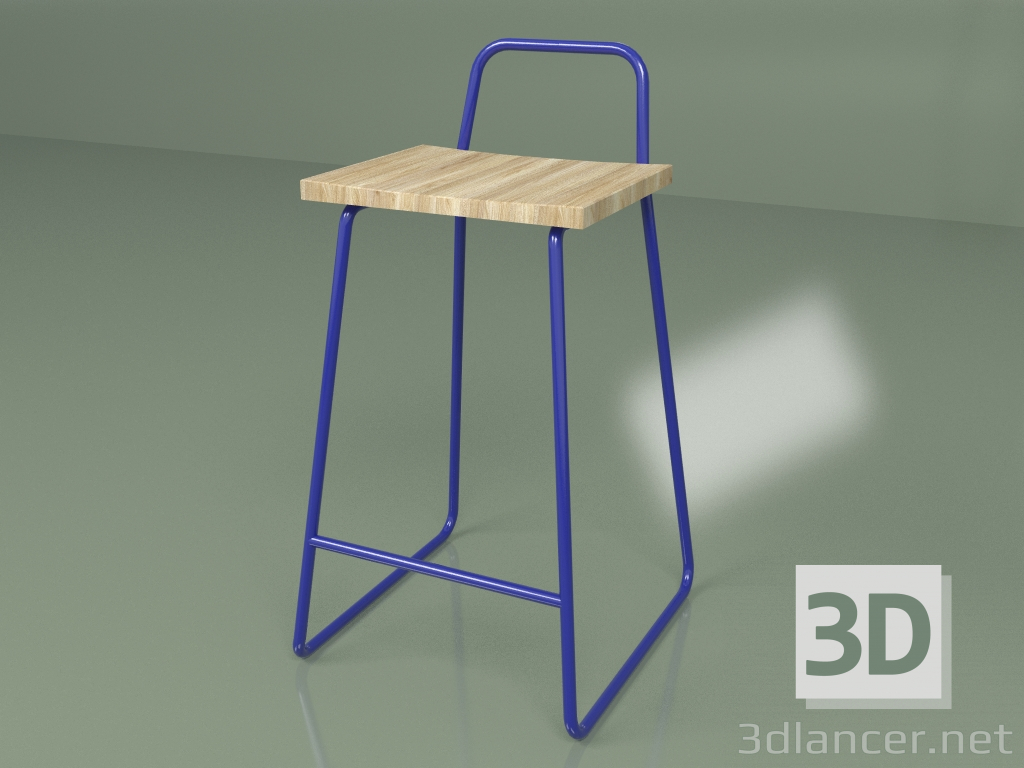 3d model Taburete de bar (azul) - vista previa