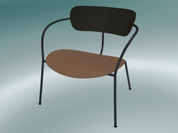 Chair Pavilion (AV6, H 70cm, 65x69cm, Noce, Pelle - Seta cognac)