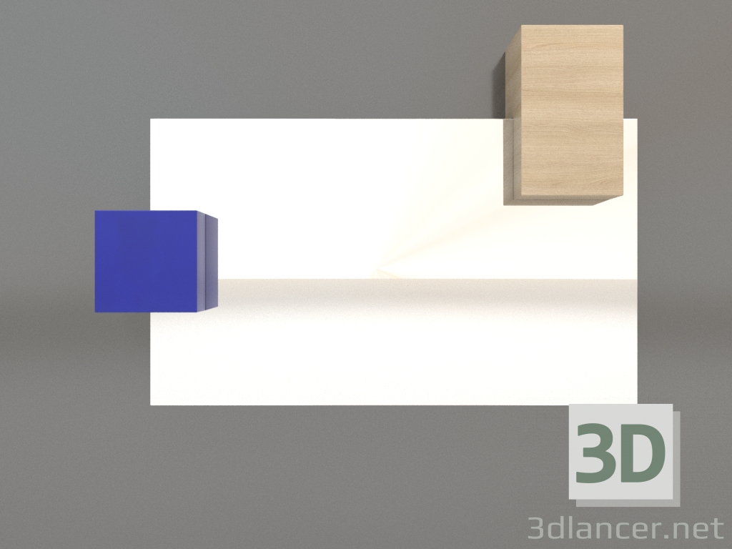 3d модель Зеркало ZL 07 (817х568, wood white, blue) – превью