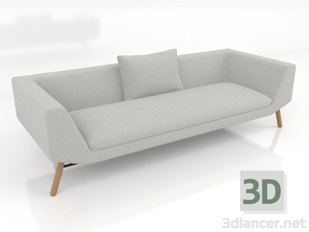 3d model Sofá de 3 plazas (patas de madera) - vista previa