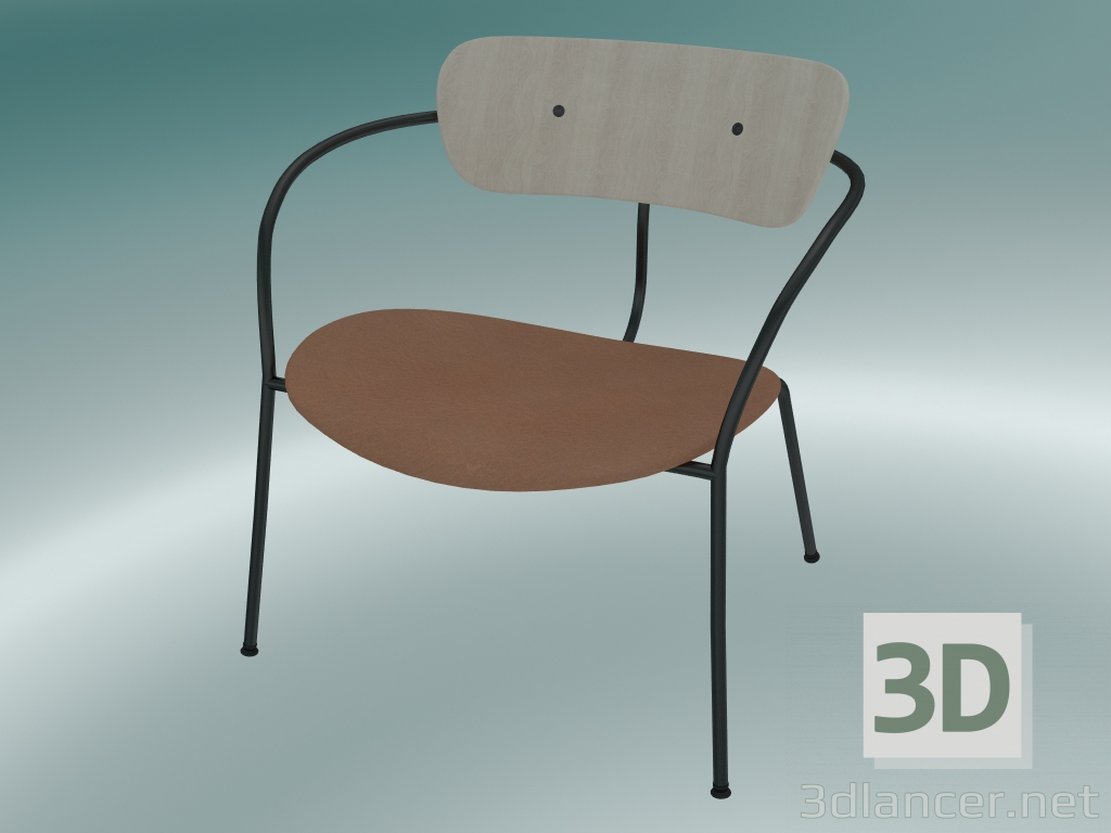 modello 3D Chair Pavilion (AV6, H 70cm, 65x69cm, Rovere laccato, Pelle - Seta cognac) - anteprima