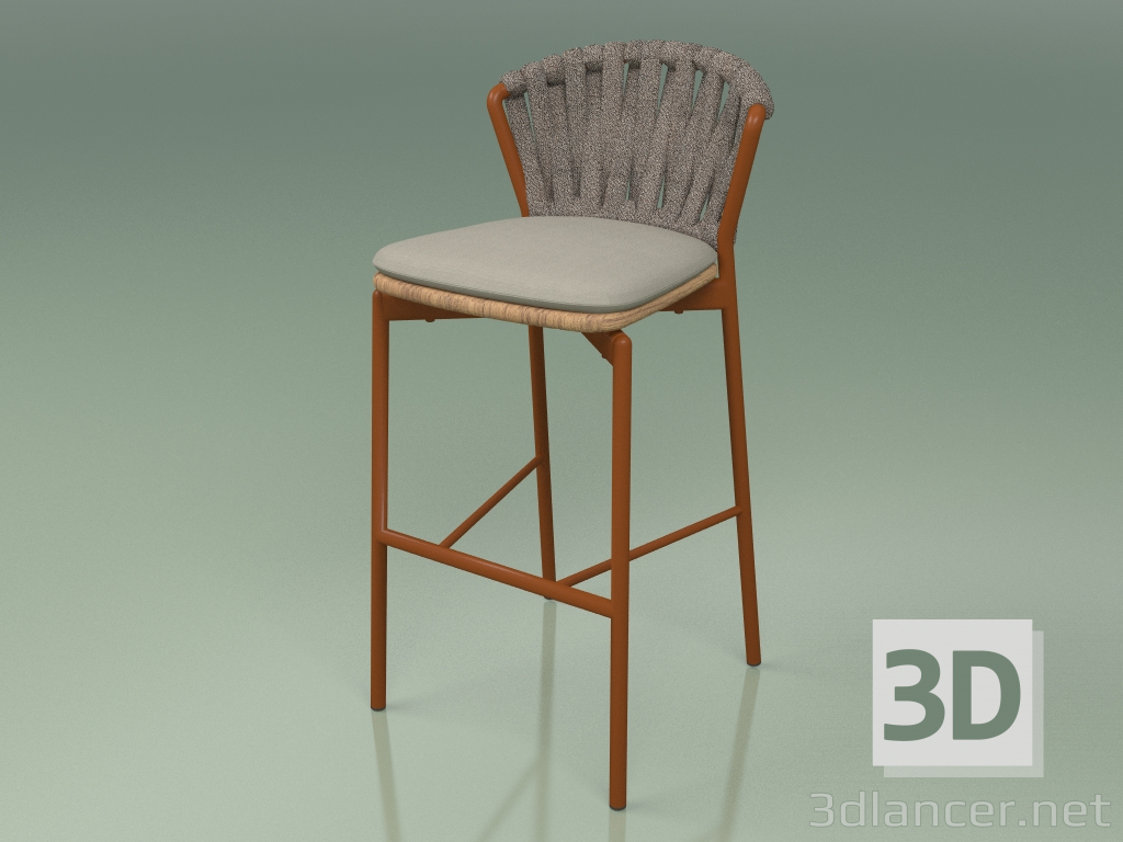 3D modeli Bar taburesi 250 (Metal Pas, Tik, Dolgulu Kemer Gri-Kum) - önizleme