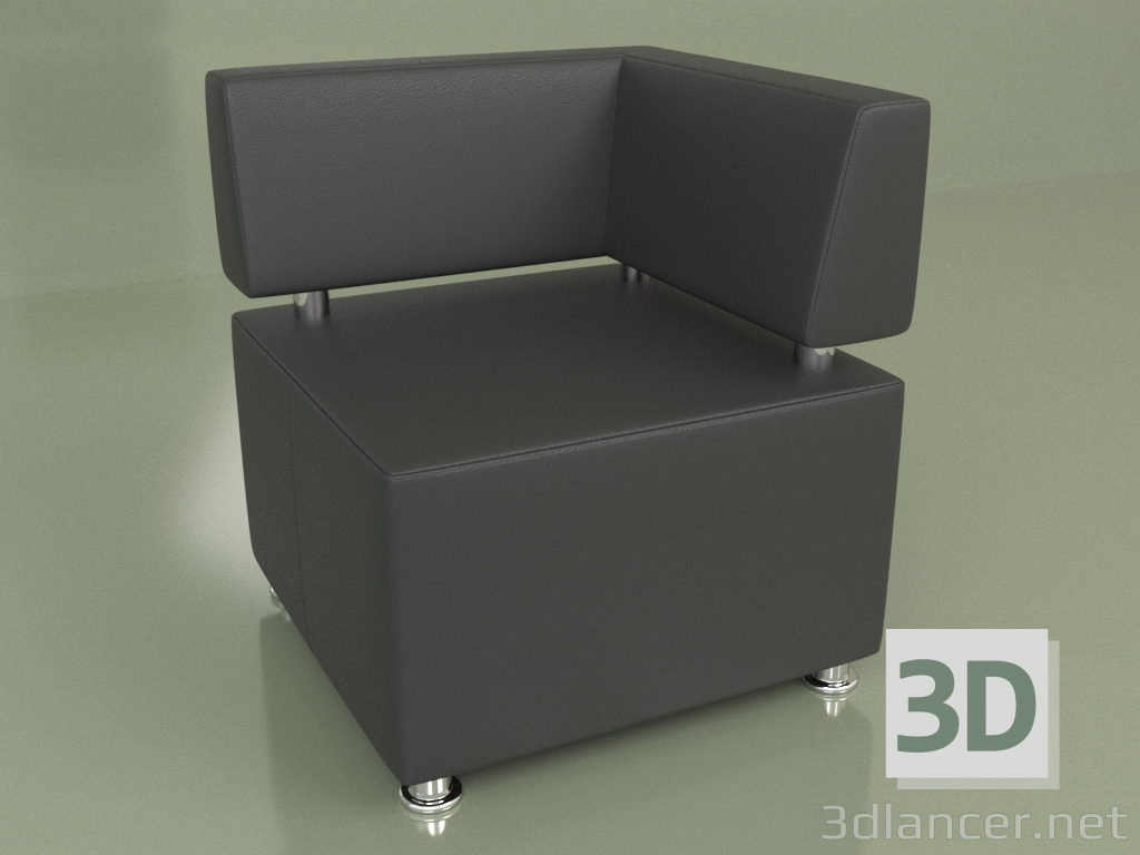 3d model Sección de esquina Malta (cuero negro) - vista previa