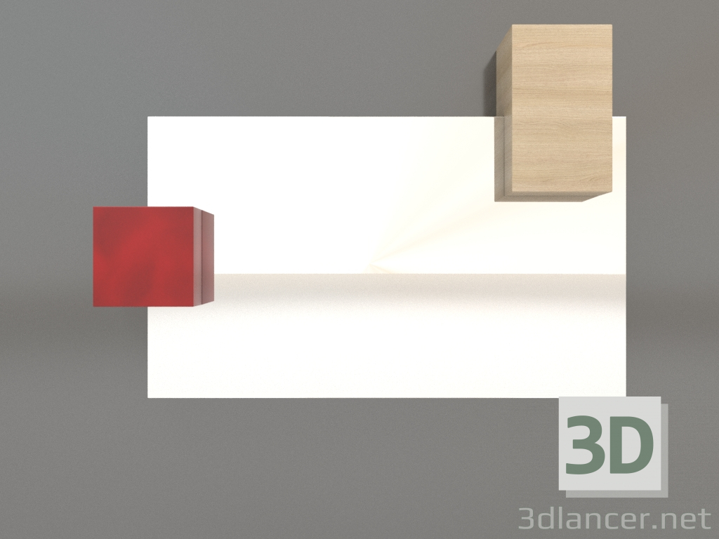 3D Modell Spiegel ZL 07 (817x568, Holz weiß, rot) - Vorschau