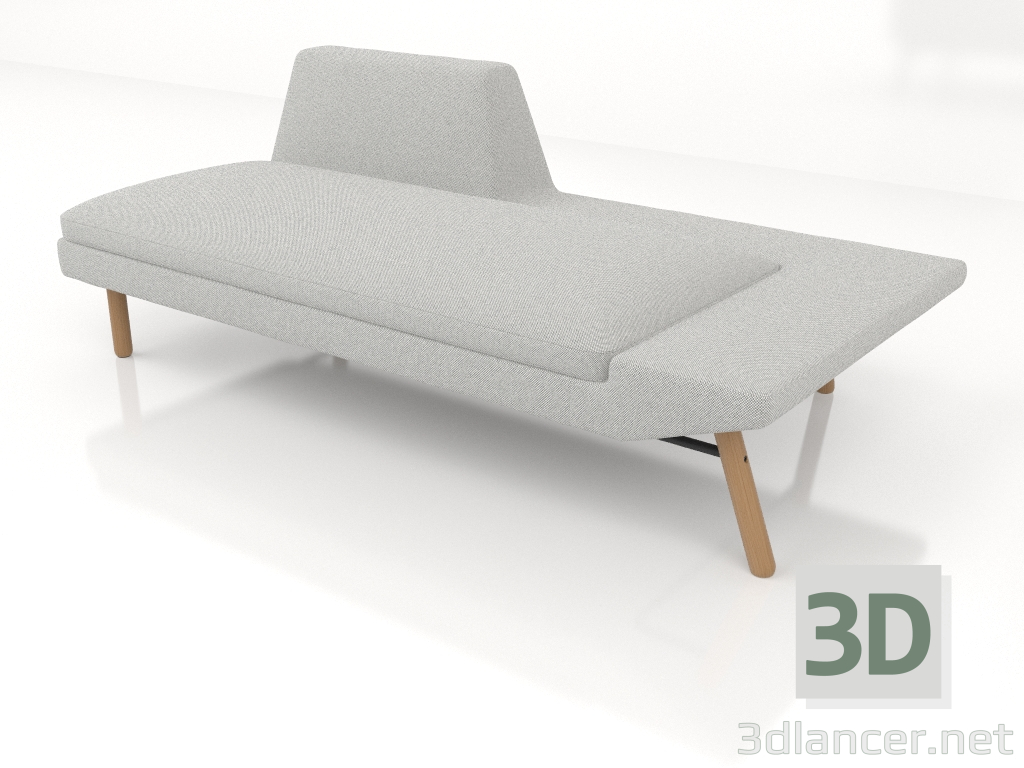 3d model Chaise longue abierta 186 con reposabrazos a la izquierda (patas de madera) - vista previa