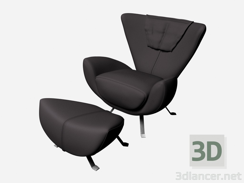 modèle 3D Fauteuil avec repose-pieds Ambra - preview