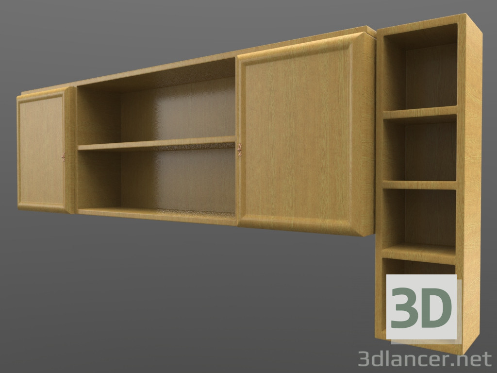 3d model estantería de pared - vista previa