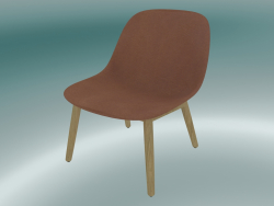 Sedia di riposo con base in legno Fibra (Pelle di seta cognac, Rovere)