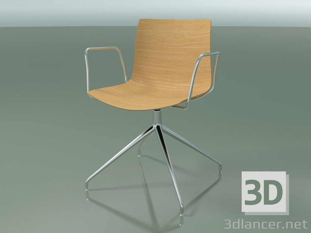 3d model Chair 0377 (swivel, with armrests, without upholstery, LU1, natural oak) - preview