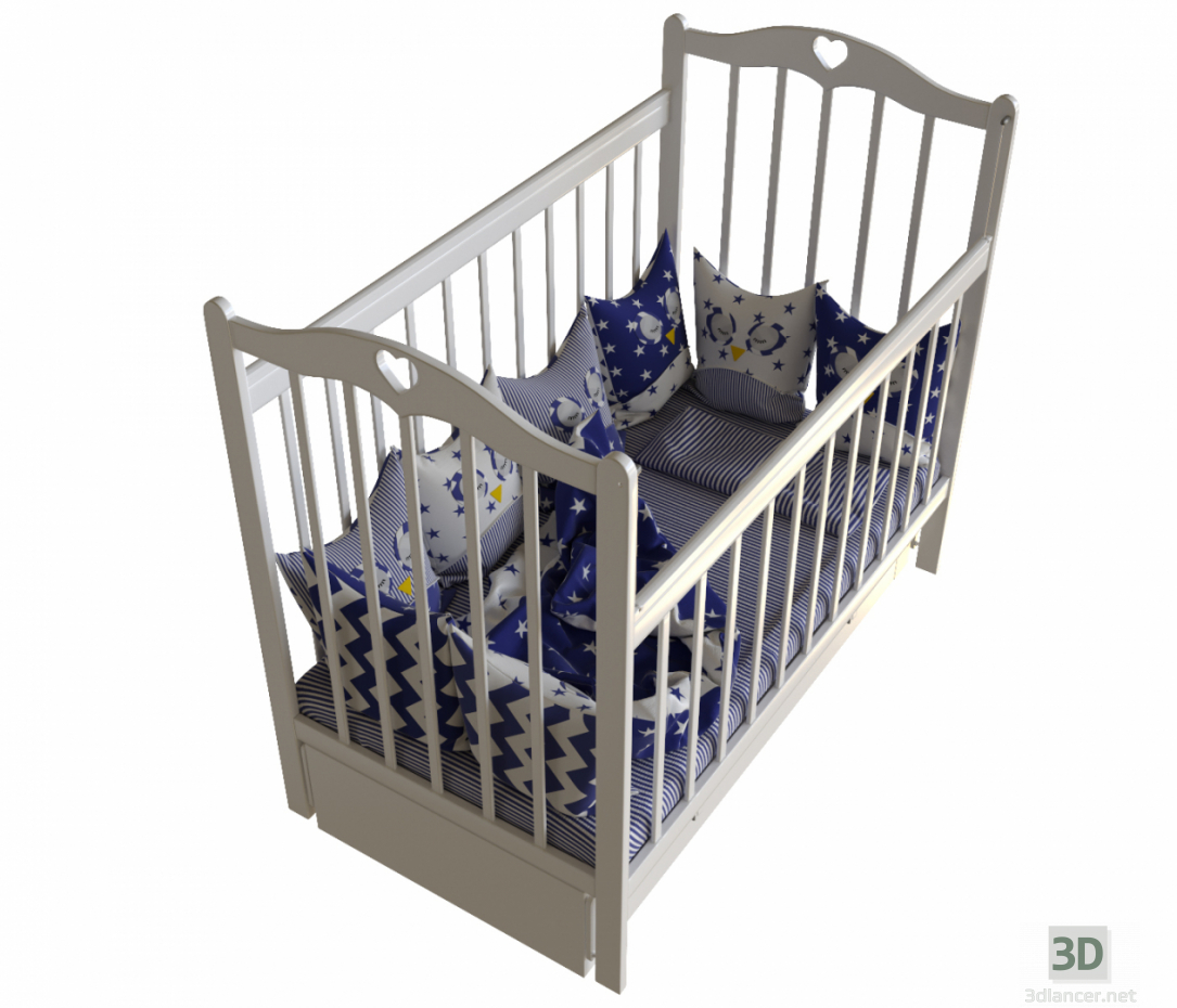 3d Askona classic white bed model buy - render