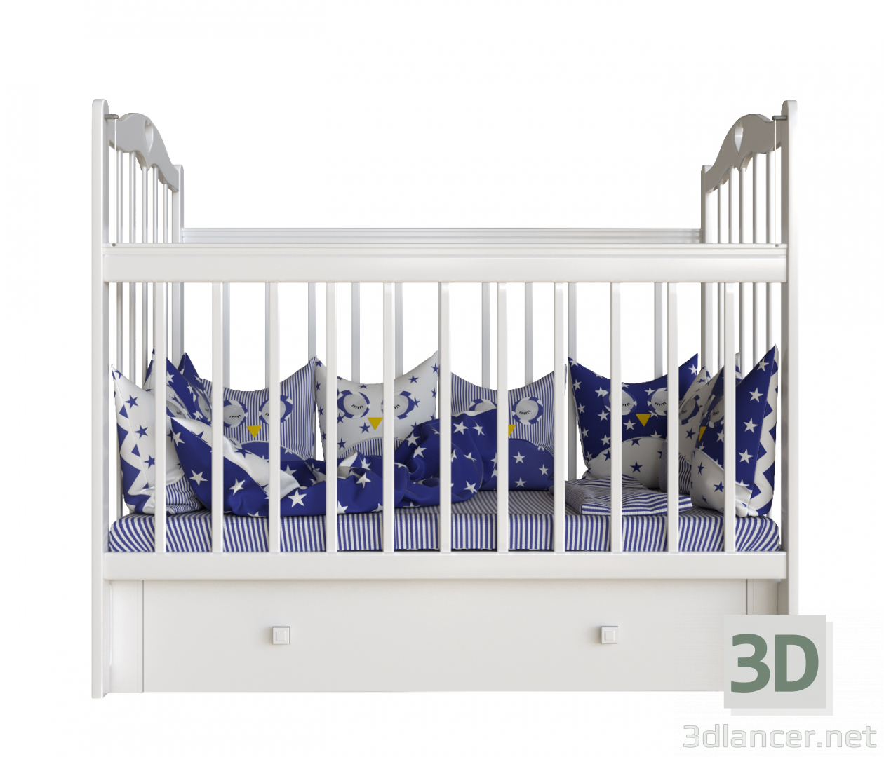 3d Askona classic white bed model buy - render