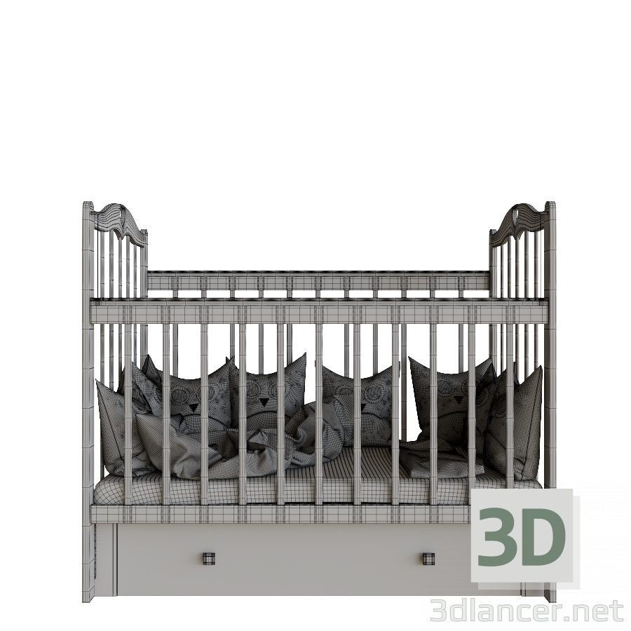 3d Askona classic white bed model buy - render