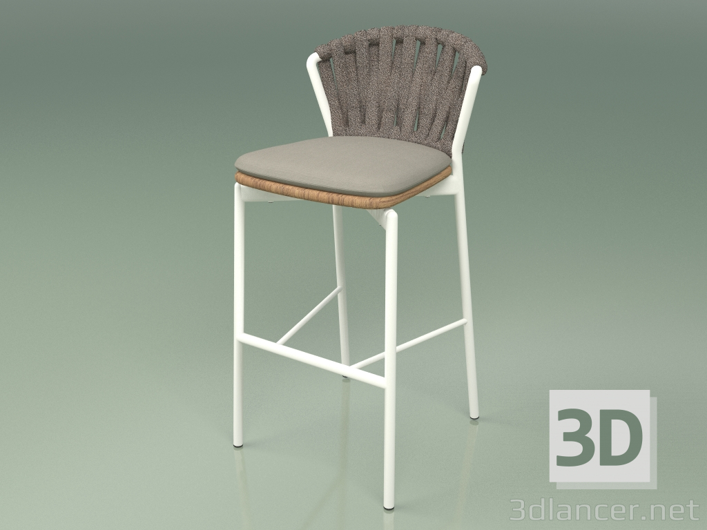 modello 3D Sgabello Bar 250 (Metallo Latte, Teak, Cintura Imbottita Grigio-Sabbia) - anteprima