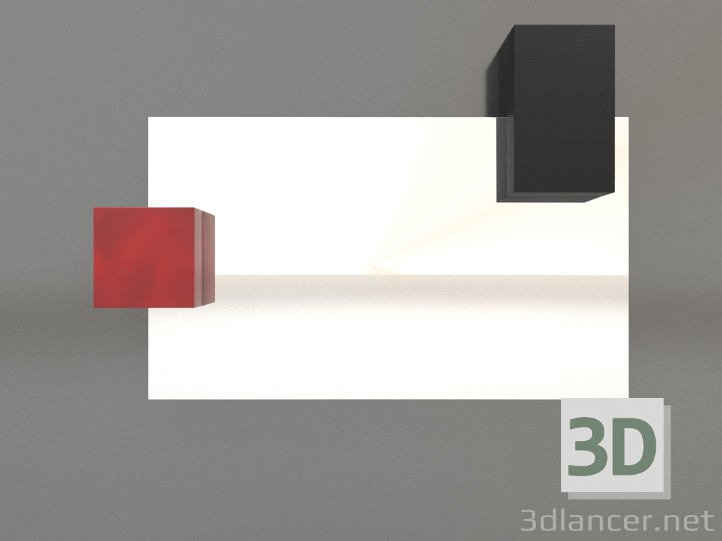 modèle 3D Miroir ZL 07 (817х568, bois noir, rouge) - preview