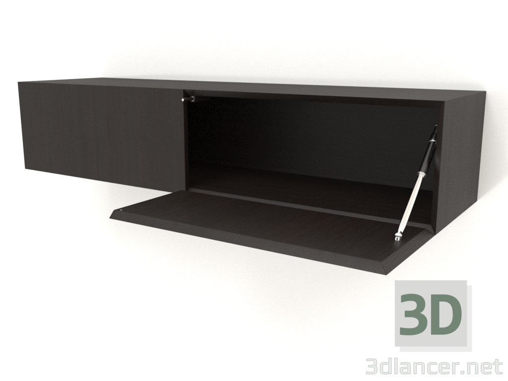 modello 3D Mensola pensile ST 06 (porta aperta) (2 ante, 1200x315x250, legno marrone scuro) - anteprima