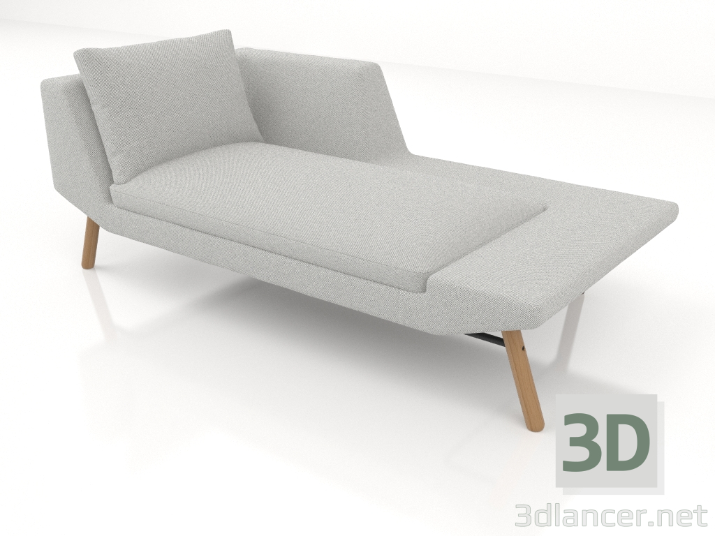 Modelo 3d Chaise longue 177 com apoio de braço à esquerda (pernas de madeira) - preview