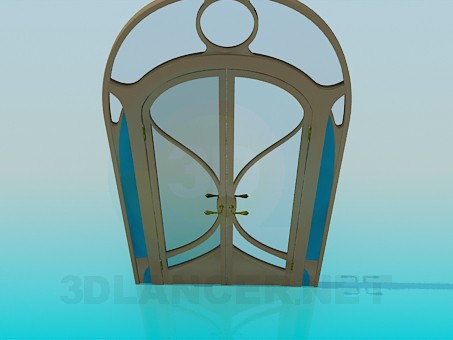 3d model Puerta doble con cristal - vista previa