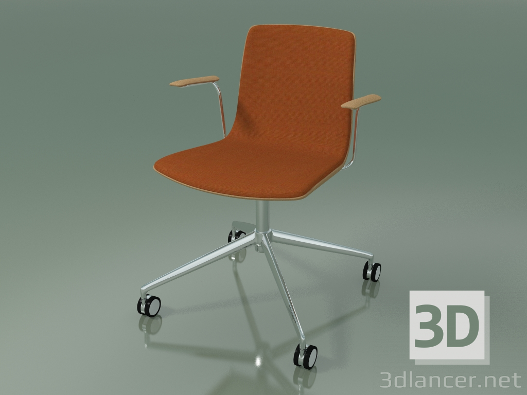 3d model Chair 5918 (on casters, with upholstery in the front, with armrests, oak) - preview