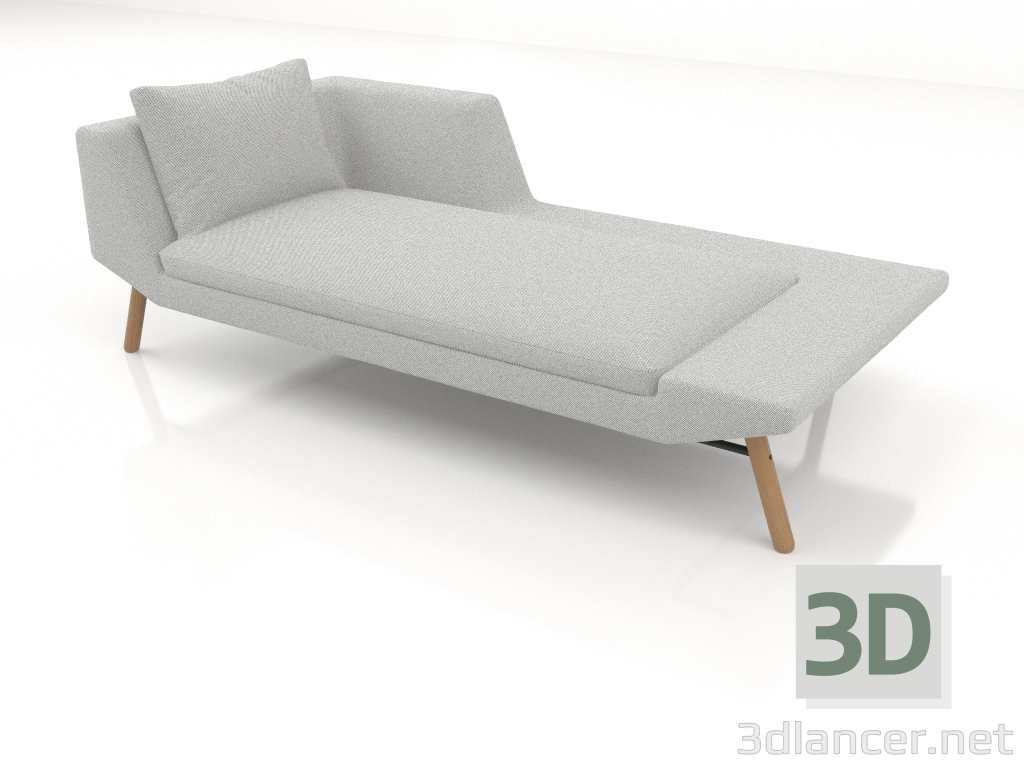 Modelo 3d Chaise longue 207 com apoio de braço à esquerda (pernas de madeira) - preview