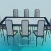 3d model Dining table and chairs set - preview