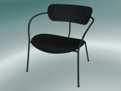 Fauteuil Pavilion (AV6, H 70cm, 65x69cm, Chêne teinté noir, Cuir - Soie noire)