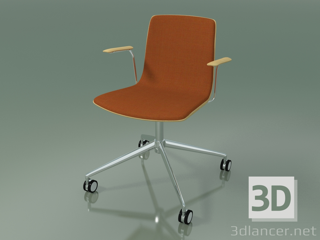 3d model Silla 5918 (con ruedas, con tapizado frontal, con reposabrazos, abedul natural) - vista previa