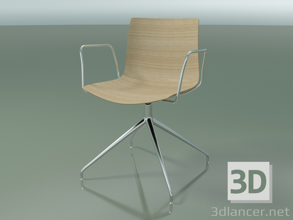 3d model Chair 0377 (swivel, with armrests, without upholstery, LU1, bleached oak) - preview