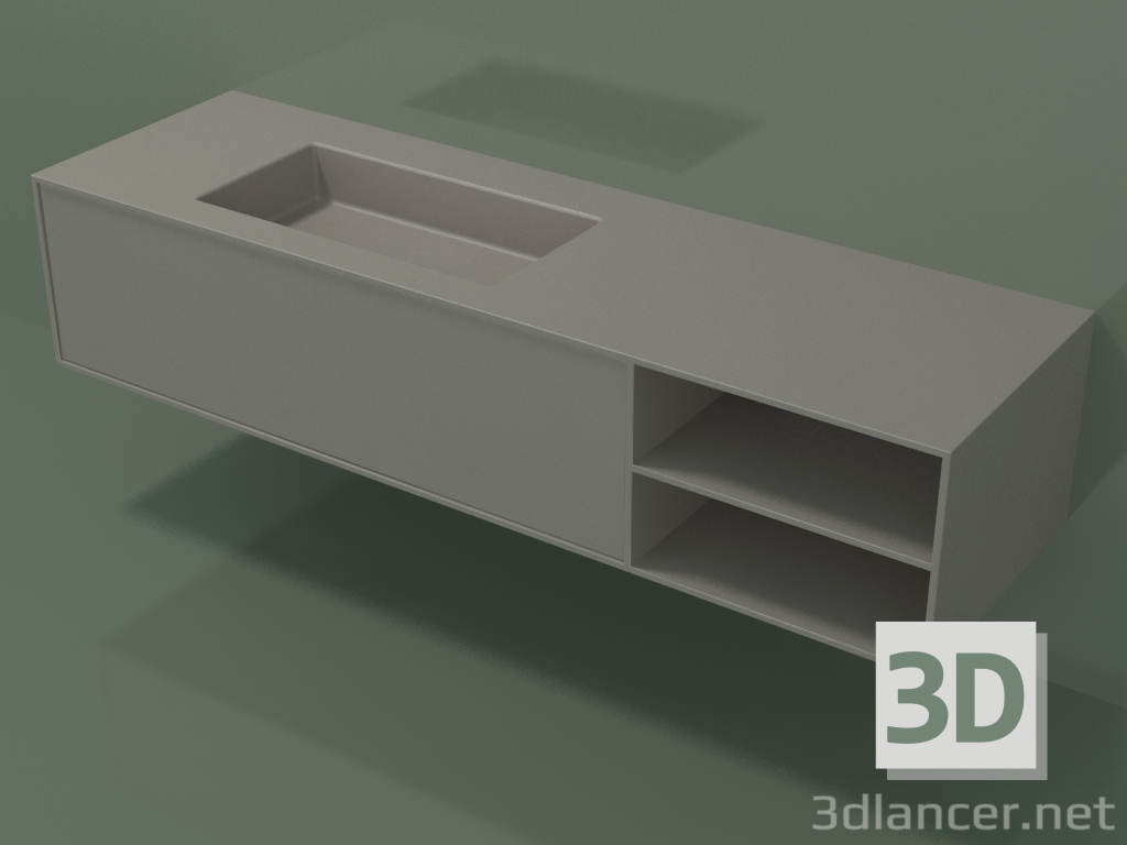 3d model Lavabo con cajón y compartimento (06UC924S2, Clay C37, L 168, P 50, H 36 cm) - vista previa