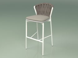 Tabouret de bar 250 (Métal Lait, Résine Polyuréthane Gris, Ceinture Rembourrée Gris-Sable)