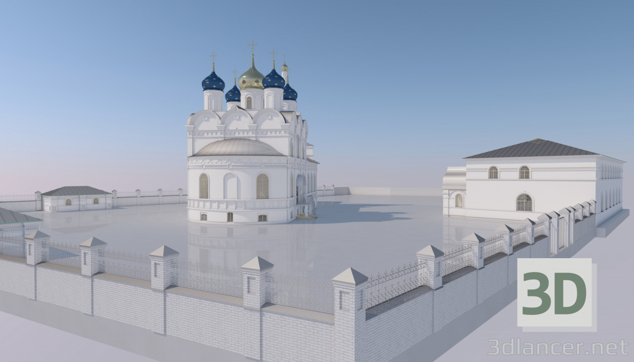 Iglesia de San Jorge con dependencias y vallas. Dedovsk 3D modelo Compro - render