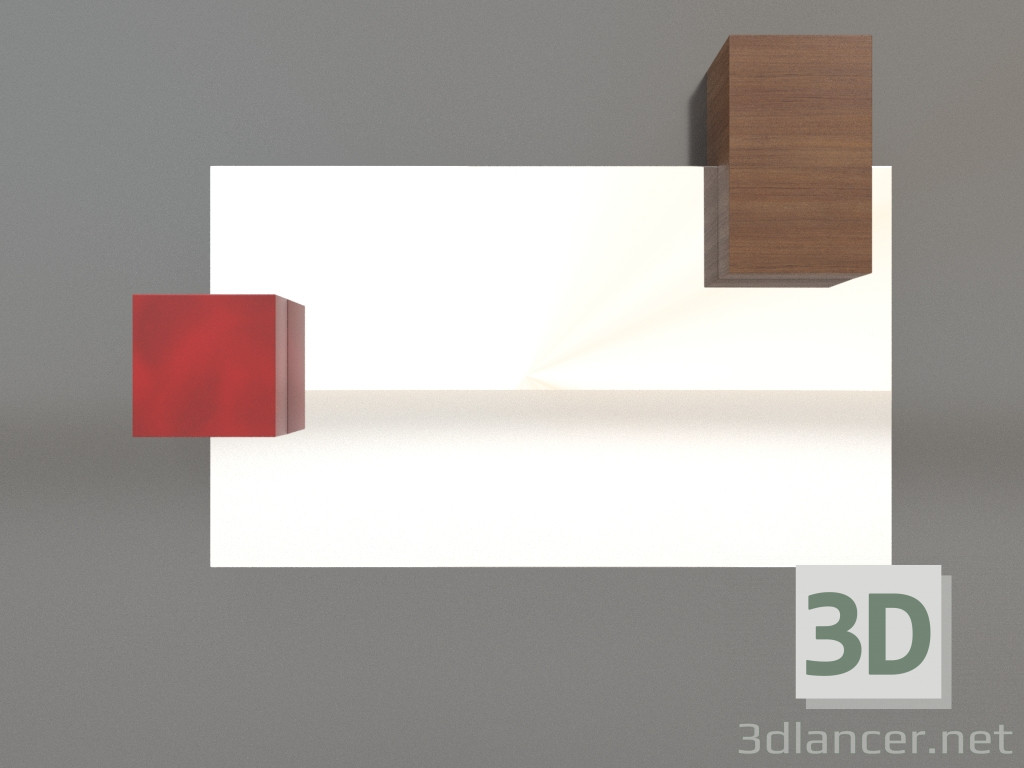 3d model Espejo ZL 07 (817x568, marrón madera claro, rojo) - vista previa