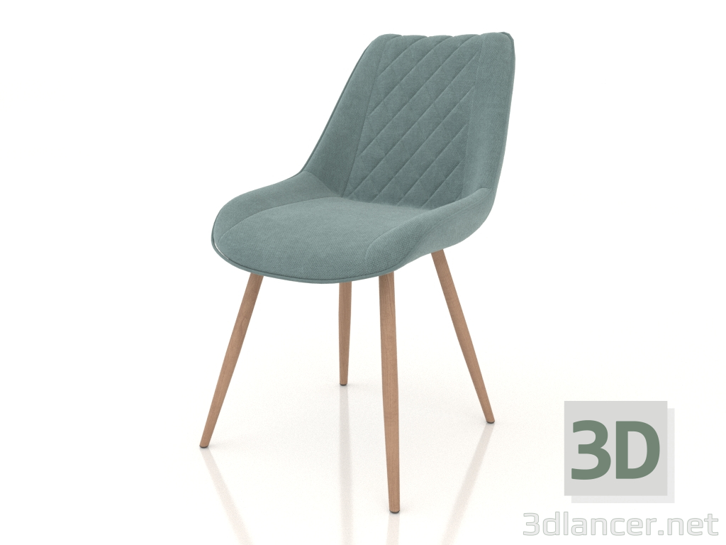 modello 3D Sedia Yvetta (legno turchese) - anteprima