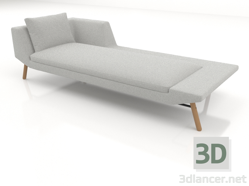 3D modeli Sol tarafta kolçaklı şezlong 240 (ahşap ayaklar) - önizleme