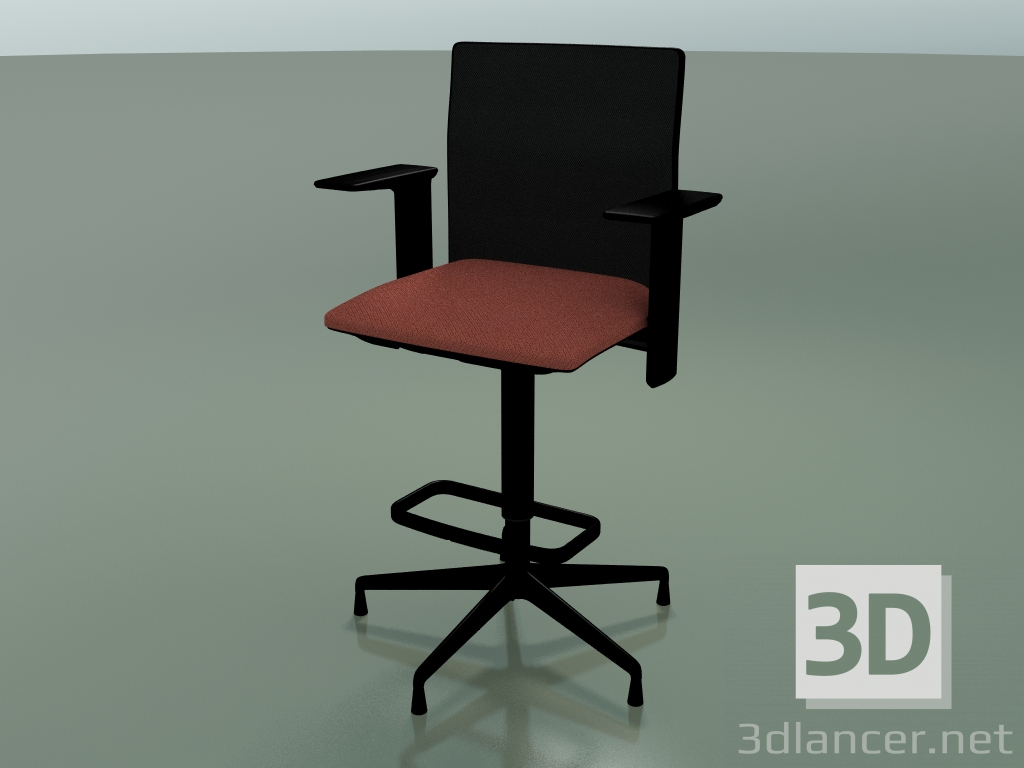 3d model 6506 Low Back Stool (5 legs, with mesh, adjustable standard 3D armrest, V39) - preview