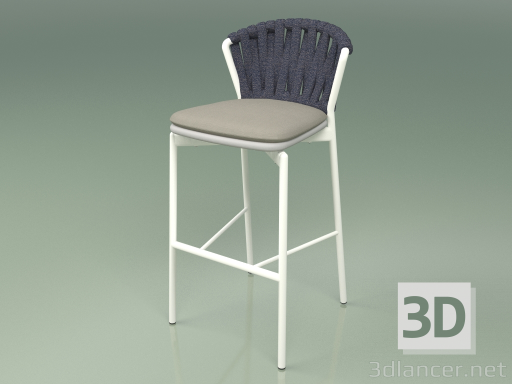 modello 3D Sgabello bar 250 (Metallo Latte, Resina Poliuretanica Grigio, Cintura Imbottita Grigio-Blu) - anteprima