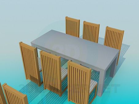 3d model Tables with chairs for restaurant - preview