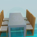 3d model Tables with chairs for restaurant - preview