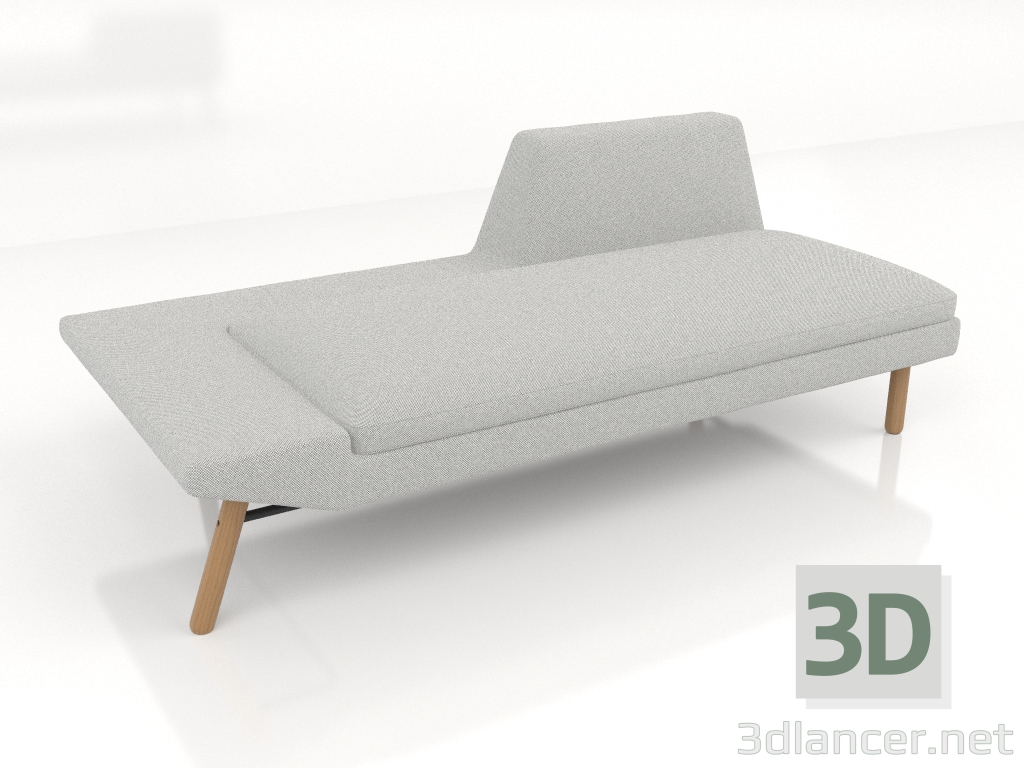 3d model Chaise longue abierta 186 con reposabrazos a la derecha (patas de madera) - vista previa