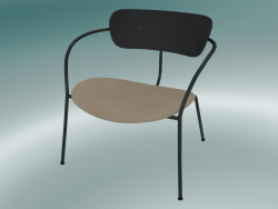 Fauteuil Pavilion (AV6, H 70cm, 65x69cm, Chêne laqué noir, Cuir - Soie Aniline)