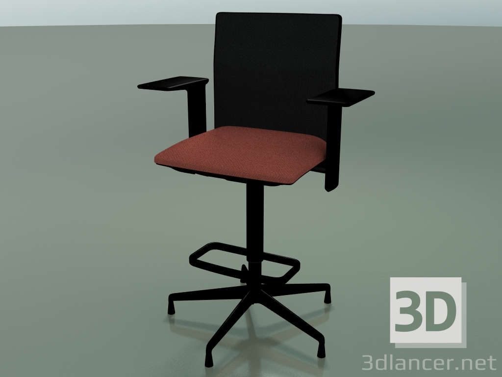 modello 3D Sgabello con schienale basso 6506 (5 gambe, con rete, bracciolo regolabile 3D XL, V39) - anteprima