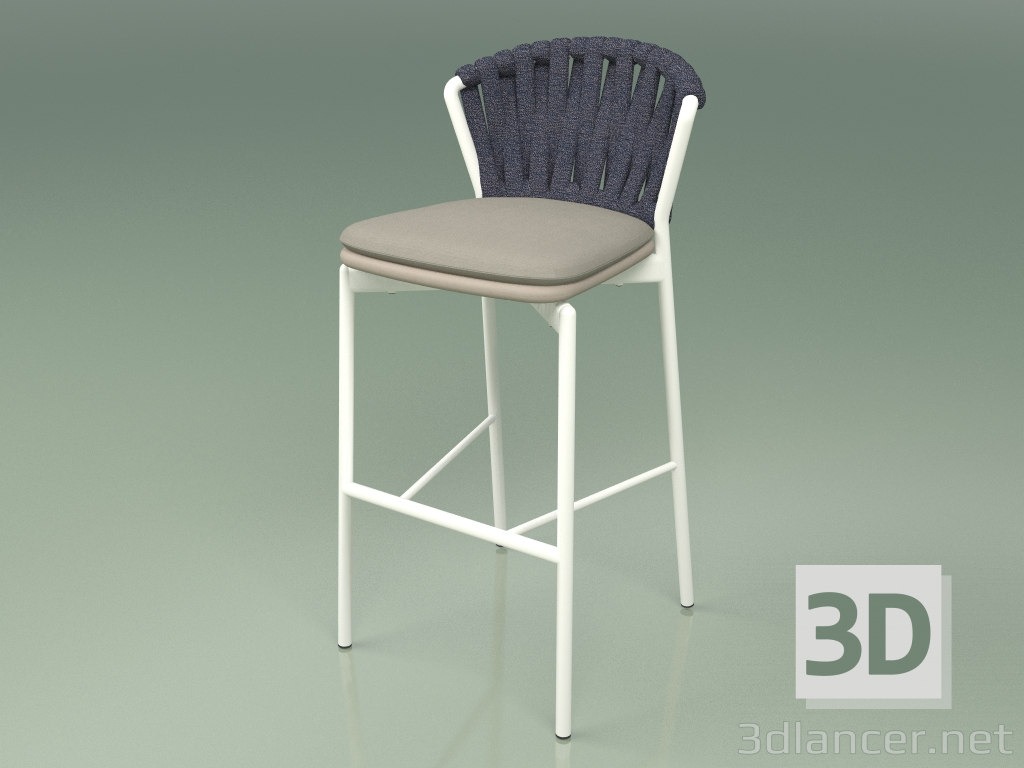 3d model Taburete de bar 250 (Leche de metal, Mole de resina de poliuretano, Cinturón acolchado Gris-Azul) - vista previa