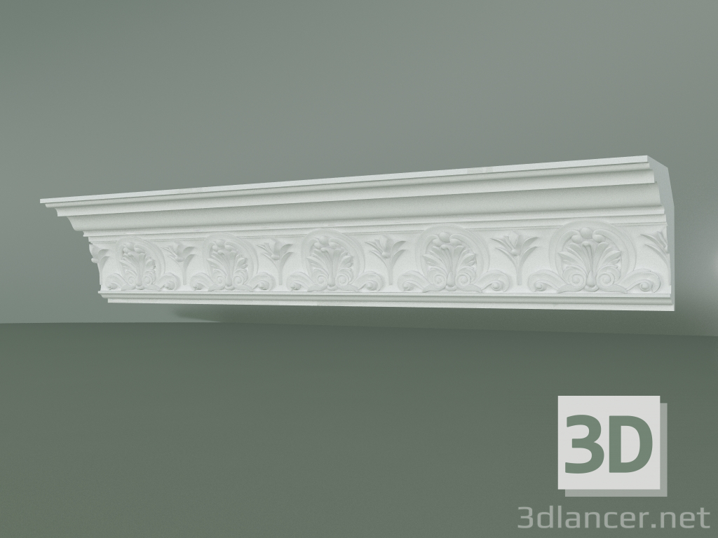 modello 3D Cornicione in gesso con ornamento KV037 - anteprima