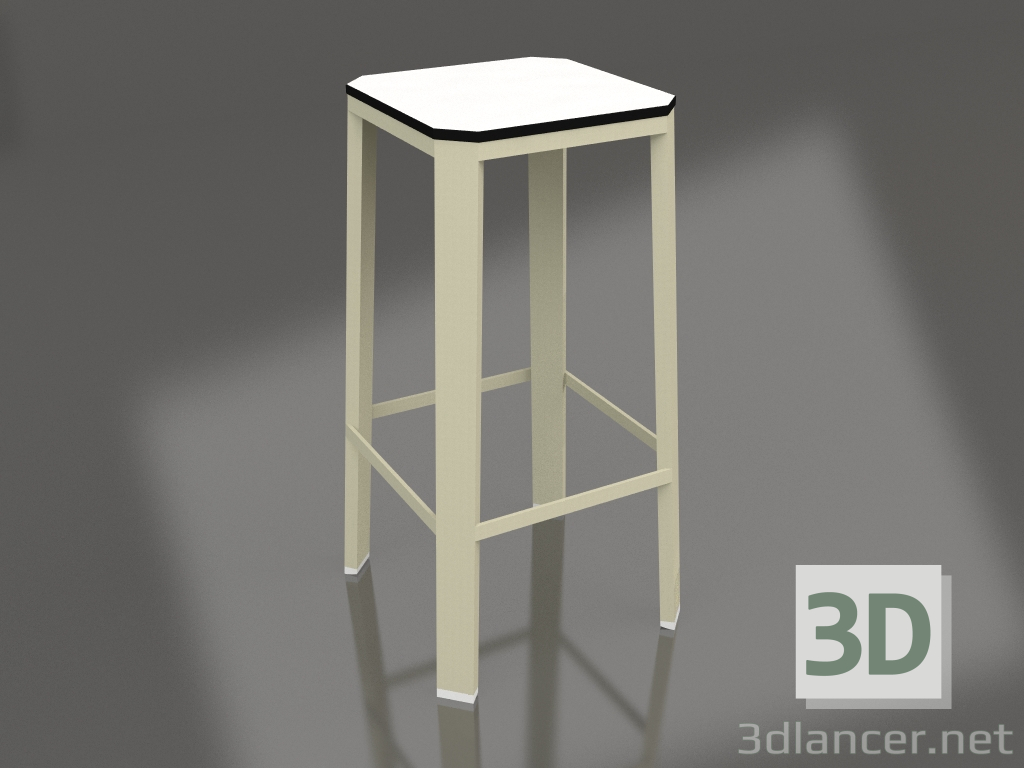 modello 3D Sgabello alto (Oro) - anteprima