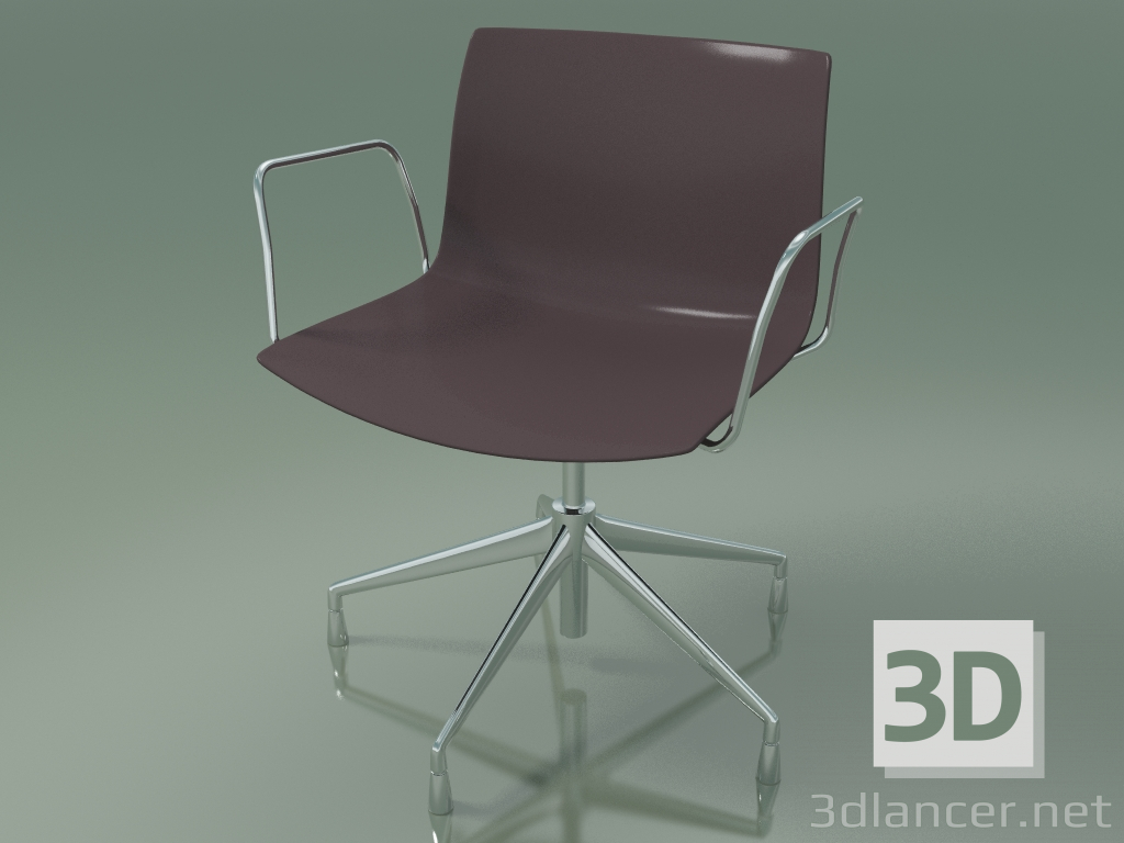 3d model Silla 0233 (5 patas, con reposabrazos, cromo, polipropileno PO00404) - vista previa